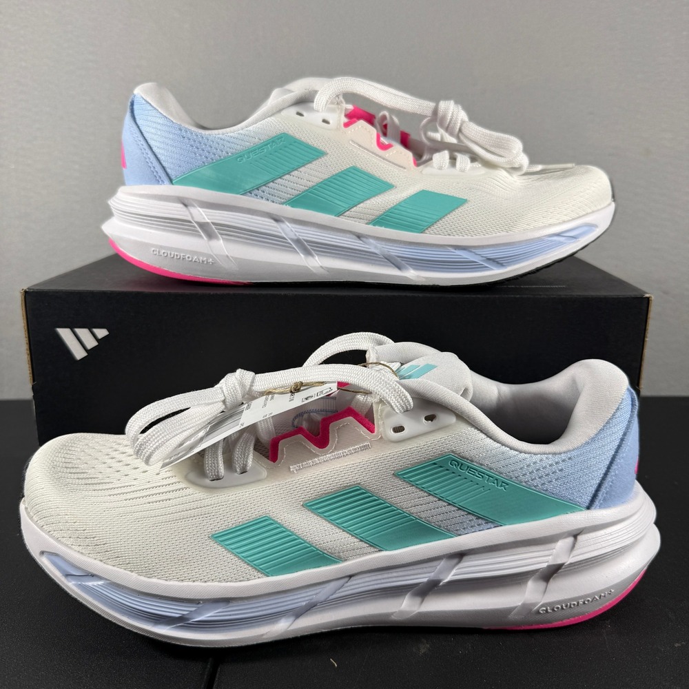 Adidas Questar 3 W Running Shoes White Aqua Pink JI4609 Womens 11